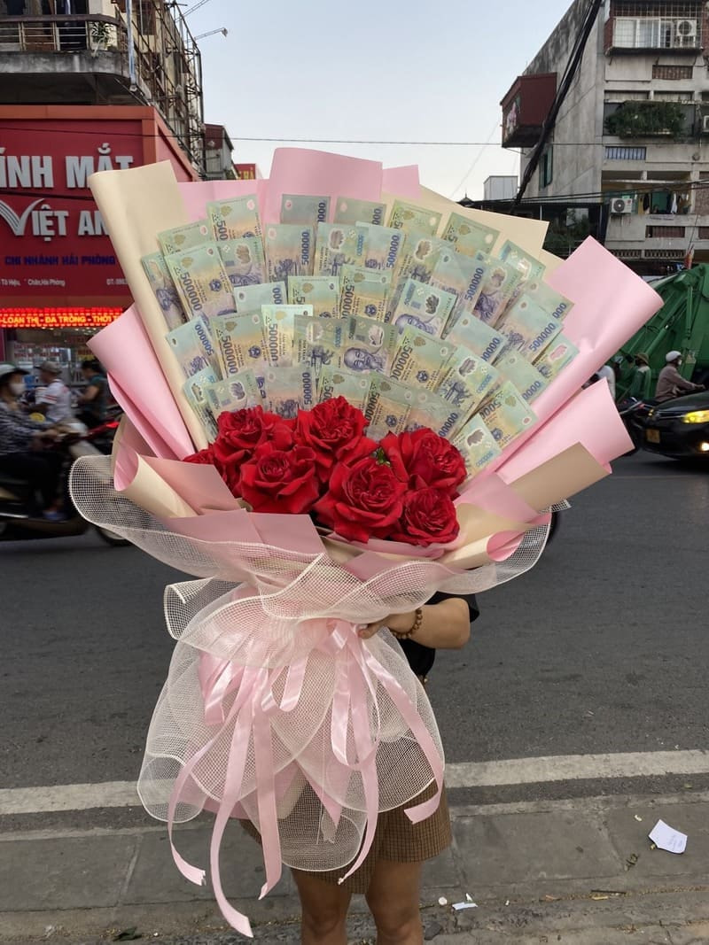 Bó hoa tiền 500k 20 tờ